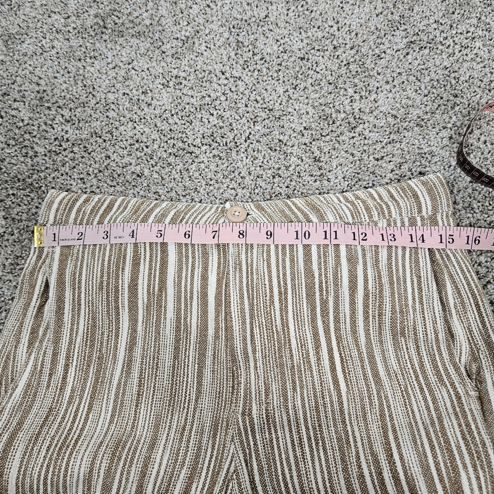 Free People Marta Yarn Dye Trousers White Tan Size 2 100% Cotton - Picture 5 of 13
